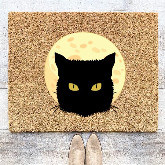 Cat Full Moon Cat Owner Gift Coir Doormats