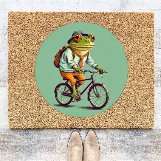 Frog Riding Bike Coir Doormats