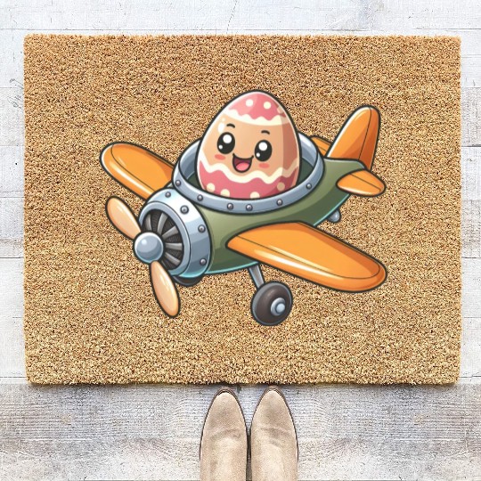Easter Egg Airplane Pilot Design Coir Doormats