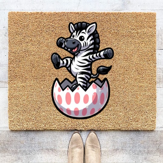 Easter Zebra Comic Easter Egg Coir Doormats