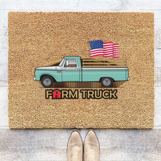 Farm Truck Light Turquoise Coir Doormats