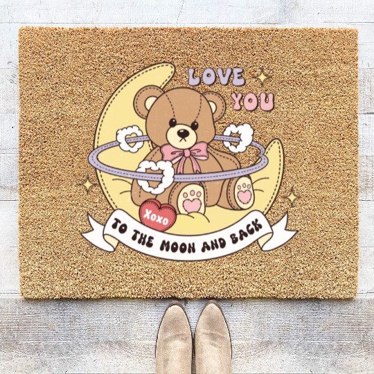 Cute Valentine's Day Teddy Bear Coir Doormats
