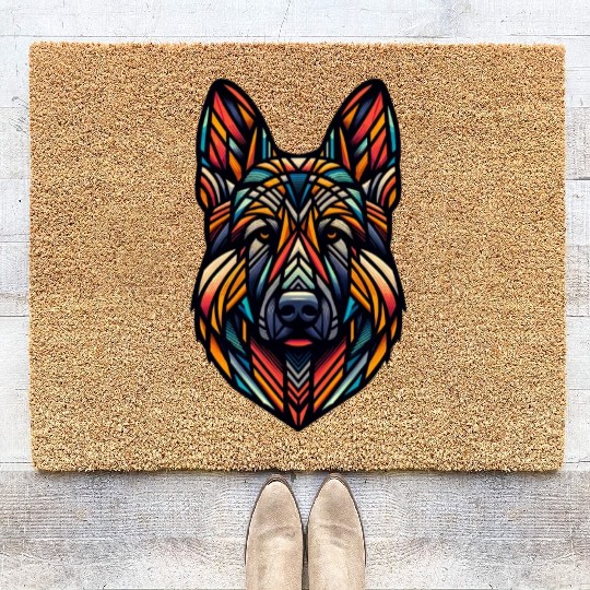 Tribal Fusion German Shepherd Portrait Coir Doormats