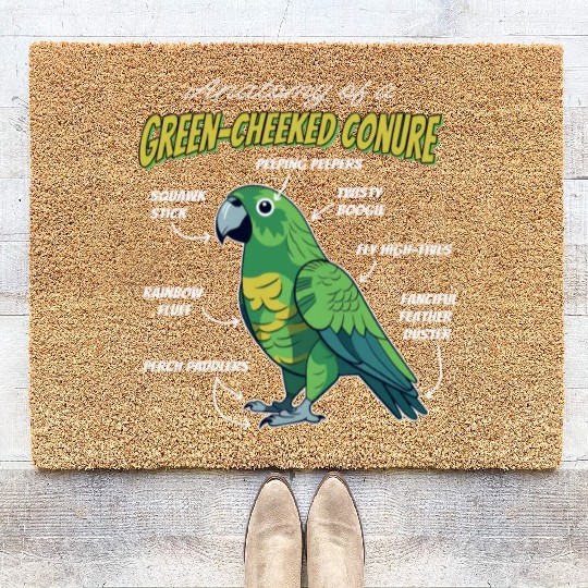 Green Cheeked Conure Anatomy Coir Doormats