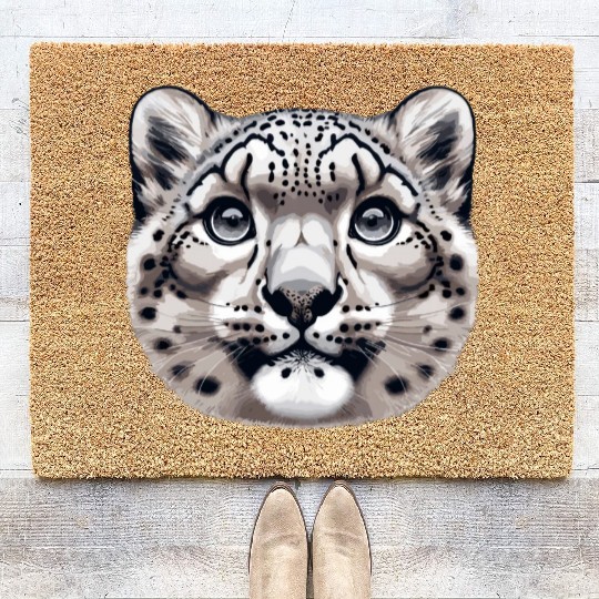 Snow Leopard Leopard White Leopard Coir Doormats