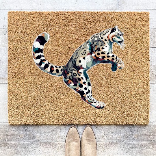 Snow Leopard Leopard White Leopard Coir Doormats