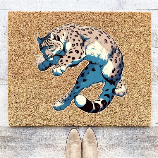 Snow Leopard Leopard White Leopard Coir Doormats