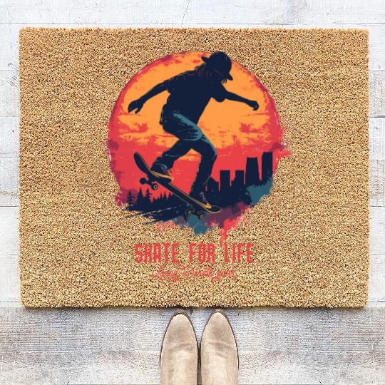 Skateboarder Skateboard Skate Skater Sun Coir Doormats