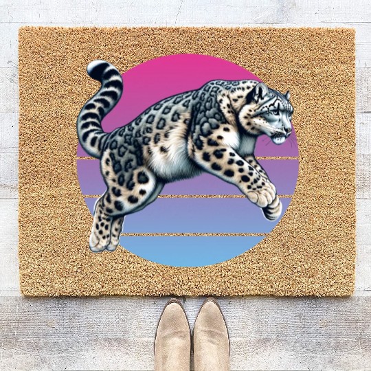 Snow Leopard Leopard White Leopard Coir Doormats