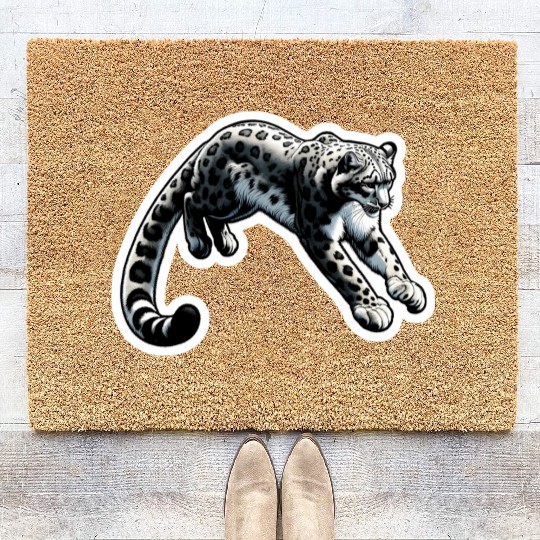 Snow Leopard Leopard White Leopard Coir Doormats