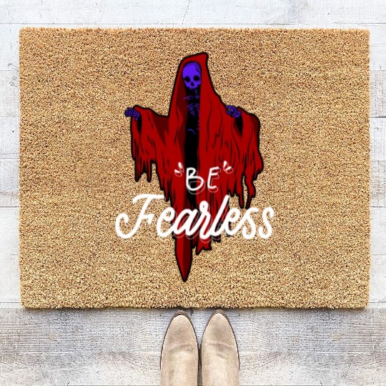 Skull Skeleton Horror Be Fearless Logo Coir Doormats