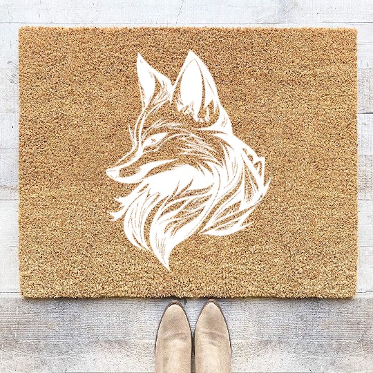 Elegant Cunning Fox In Tattoo Ink Coir Doormats