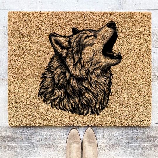 Howling Wolf #2 Coir Doormats