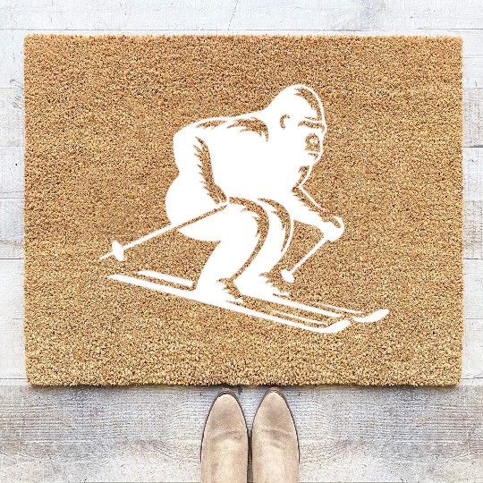 Monkey Gorilla Chimpanzee Ski Silhouette Design Coir Doormats