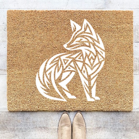 Cute Fox In T Tattoo Style Coir Doormats