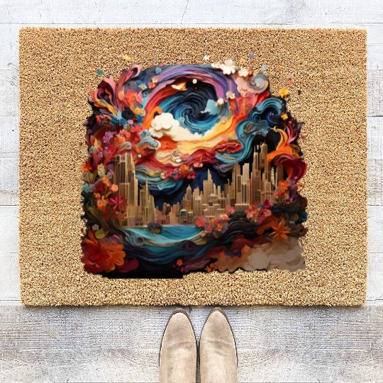 Artstation, starry night colorful Coir Doormats