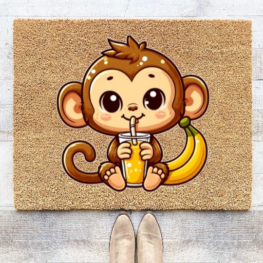 Monkey Business: Banana Juice Break Coir Doormats