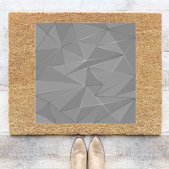 Grey silver low poly abstract background Coir Doormats