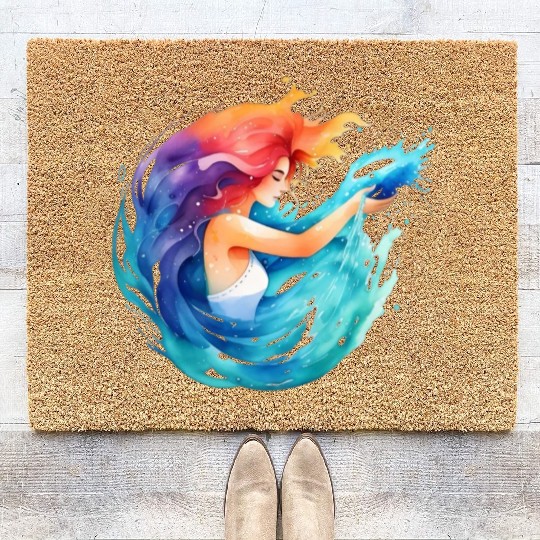 Color splash zodiac: Aquarius Coir Doormats