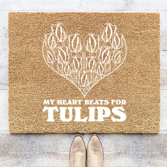Tulips Heart Garden Tulip Flowers Coir Doormats