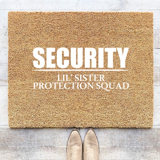 Security Lil' Sister Protection Squad Big Brother Coir Doormats