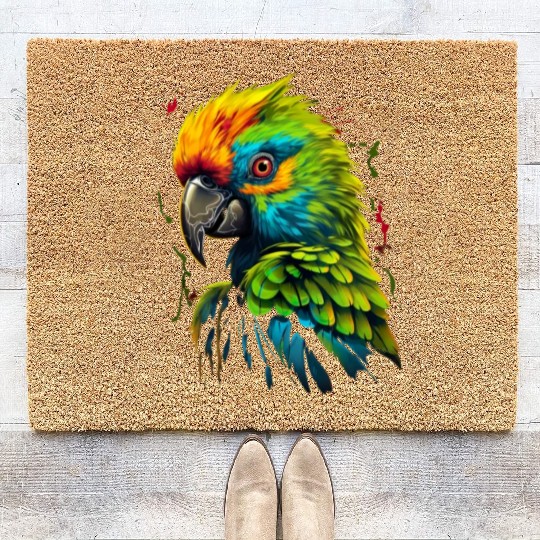 Macaw Parrot for a Bird Lover Animal Lover Coir Doormats