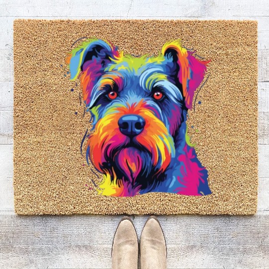 Watercolor Colorful Standard Schnauzer Coir Doormats