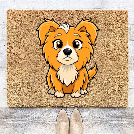 Curious Tibetan Spaniel Digital Art Coir Doormats