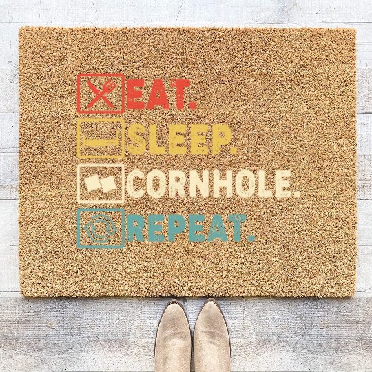 Eat Sleep Cornhole Repeat Coir Doormats