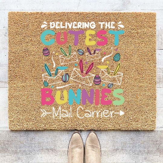Delivering The Cutest Bunnies Easter Mail Carrier Coir Doormats