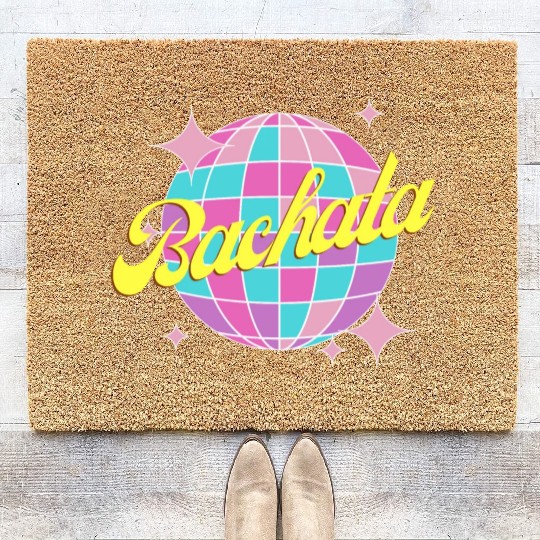 Bachata dance neon color disco ball Coir Doormats