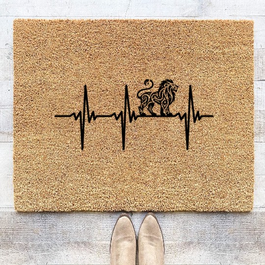 Heartbeat For Tattoo Style Lions Coir Doormats