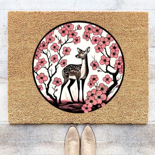 Spring Fawn Deer Dogwood Coir Doormats