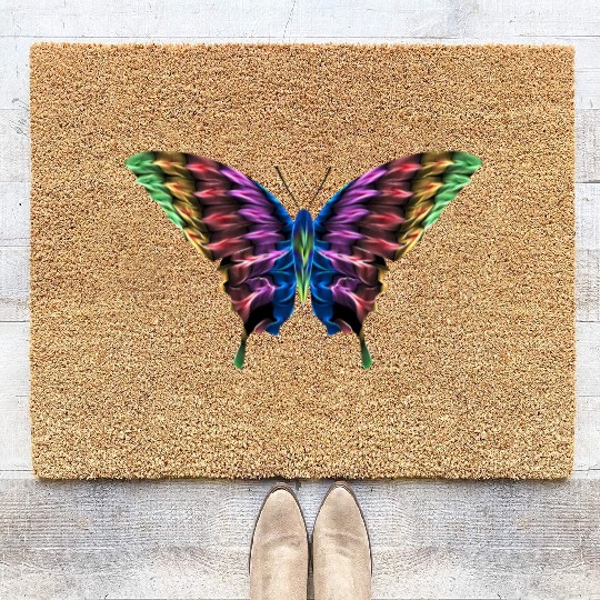 Neon Tie Dye Butterfly 1 Coir Doormats