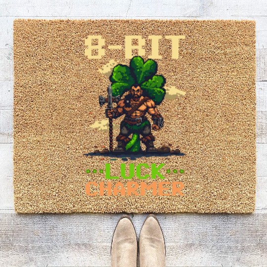 St. Patricks Day Gaming 8-Bit Luck Charmer Coir Doormats