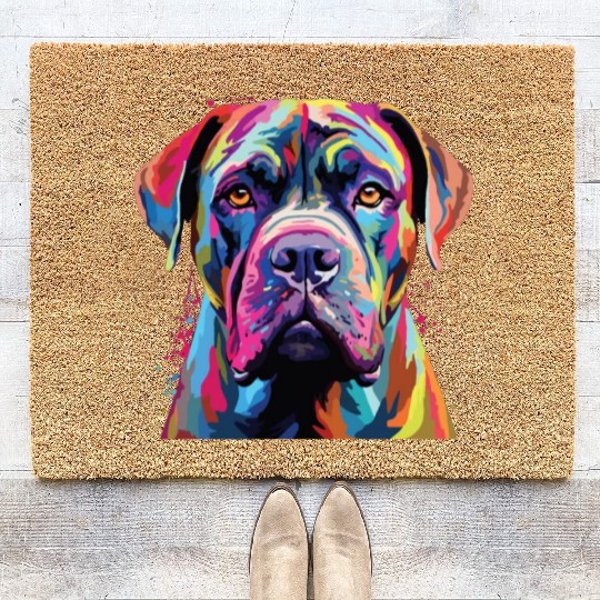 Watercolor Colorful Boerboel Coir Doormats