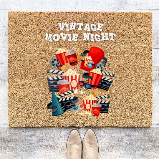 Popcorn Vintage Movie Night Coir Doormats