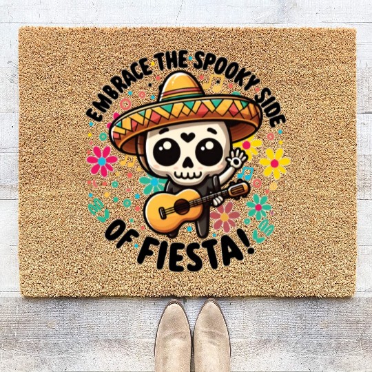 Skull with Cinco De Mayo Coir Doormats