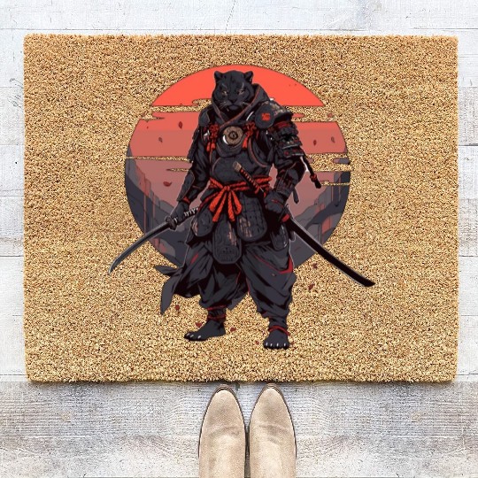 Samurai Katana Sword Japanese Panhter Coir Doormats