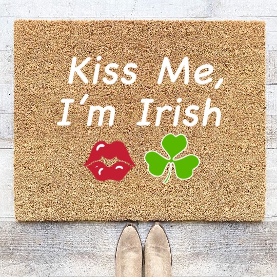 St Patricks Kiss Me I'm Irish Trendy Baby Coir Doormats, Y2k