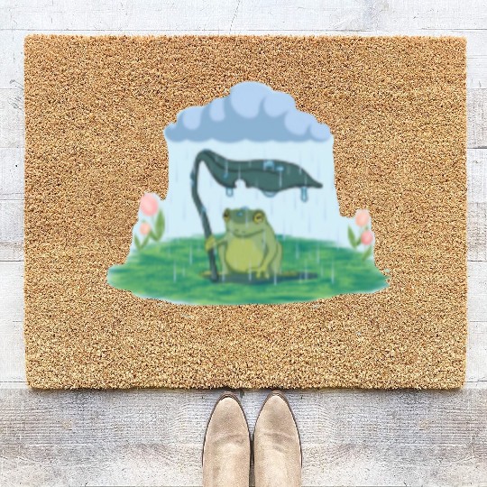 Frog on a rainy day Coir Doormats