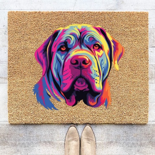 Watercolor Colorful Neapolitan Mastiff Coir Doormats