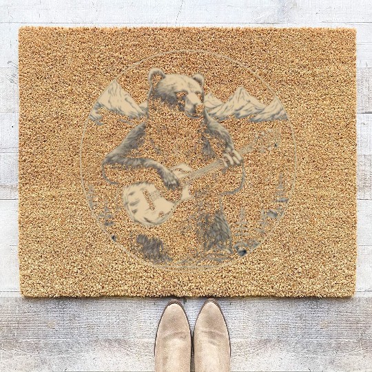 Grizzly Bear Playing Guitar Coir Doormats
