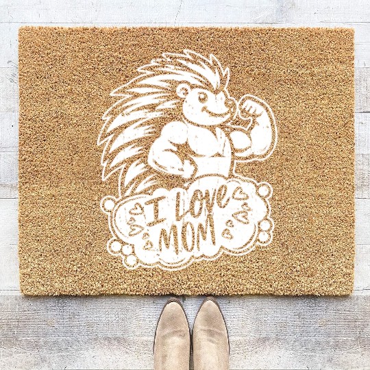 Porcupine I Love Mom Coir Doormats