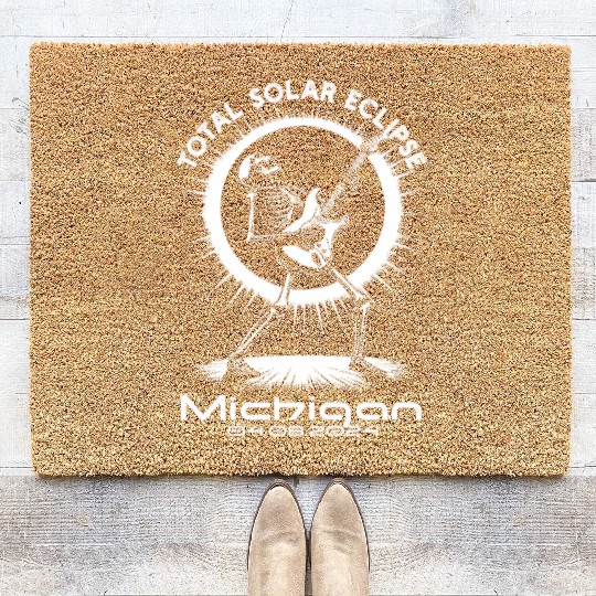 Total Solar Eclipse 4.8.24 MI Skeleton E Guitar Coir Doormats