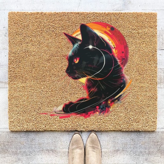 Solar Eclipse with Cat Coir Doormats