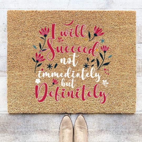 Success Affirmation Floral Motivational Mindset Po Coir Doormats