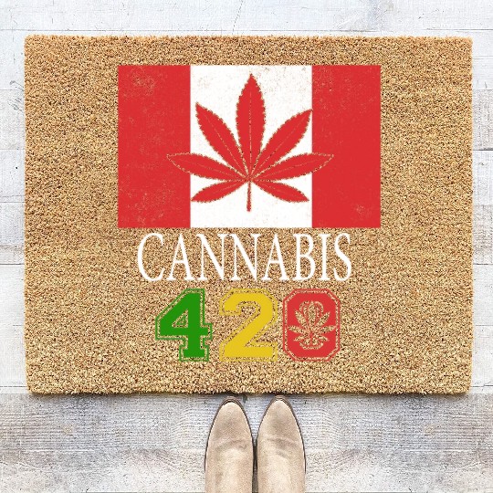 Comical 420 Celebrate Herb Weed Marijuana Design Coir Doormats