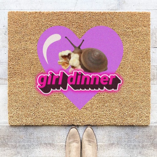 Girl dinner meme snail popcorn cute aesthetic Coir Doormats