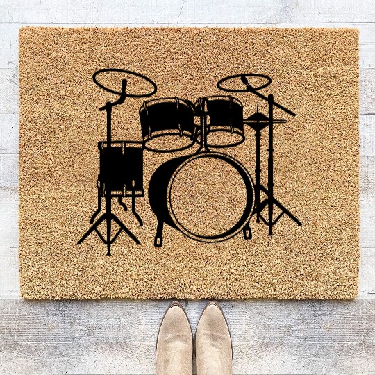 Drum kit logo for drummer Coir Doormats